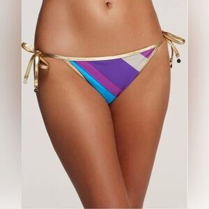 Marc Jacobs Merida Stripe & Gold Bandeau & Tie Bottom Swimsuit Bikini Bottoms